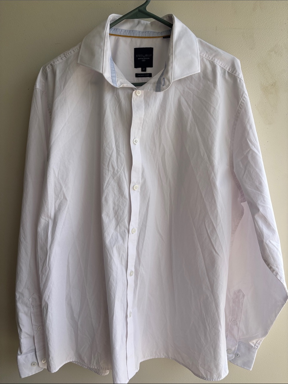 Steel & Jelly Men's White Long-Sleeve Dress Shirt Size 17